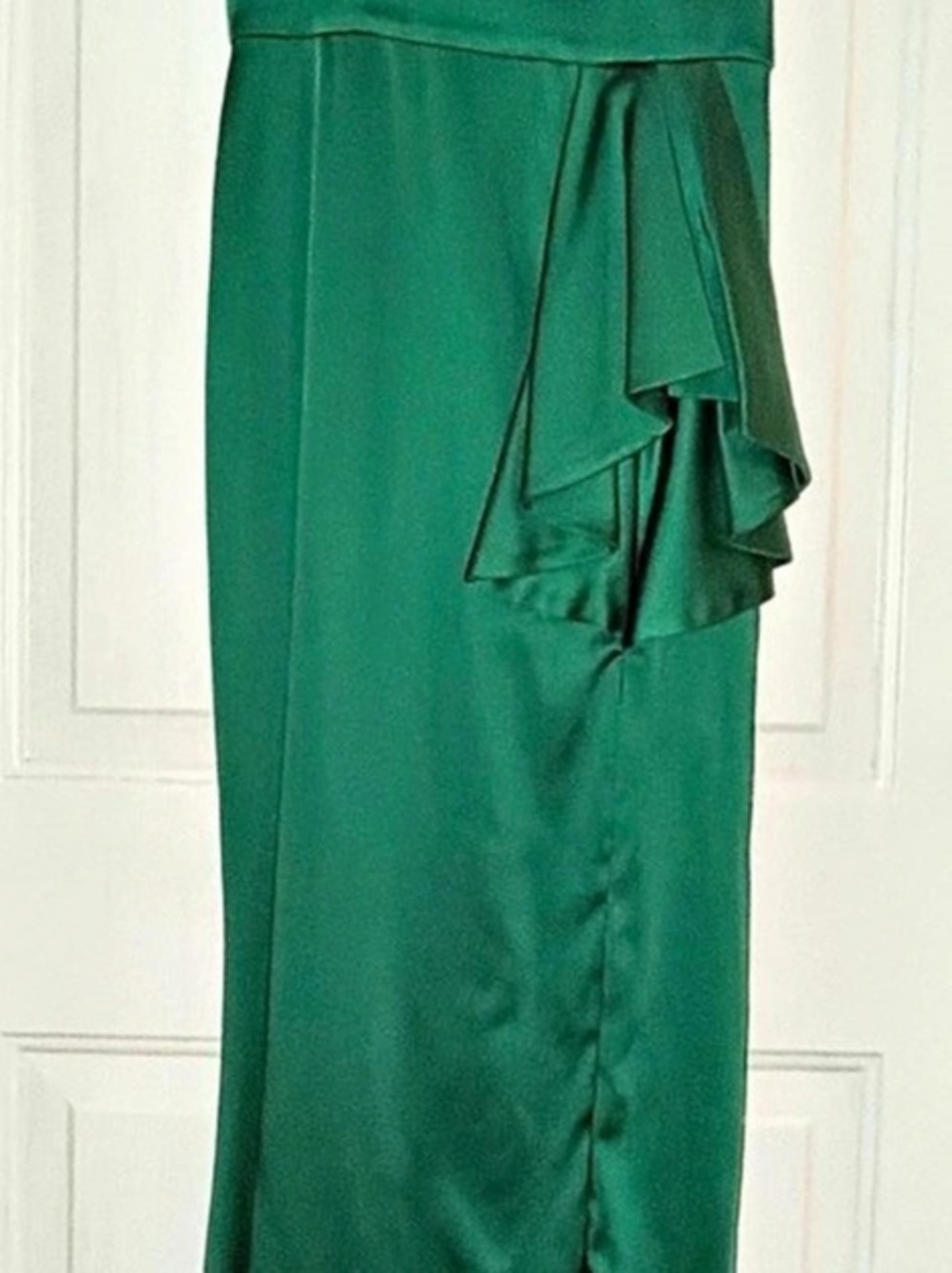 Betsy & Adam Green Ruffle Maxi Dress Size 10 Like New